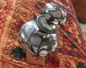 beautiful vintage sterling overlay perfume bottle