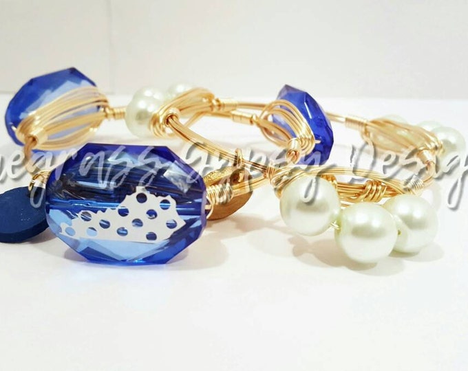 20% off University of Kentucky Wire Wrapped Bangle, UK, Bracelet, Bourbon and Boweties Inspired
