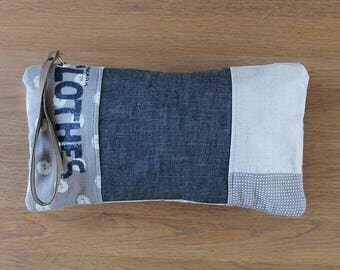Hand purse, zipper pouch, nice combination of fabrics