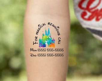 Emergency Contact Information, lost child, Please Call, Safety ID, Temporary Tattoo, Fake Tattoo, Theme Park ID Sticker, Family Vacation