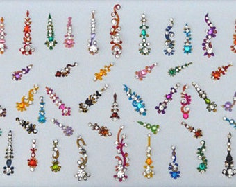 1 Packets -Long Designer Bindis, 35 Multicolored Bindi, Bollywood Bindis, Fancy Bindis, + 1 Black Henna Cone Free Offer Temporary tattoos,