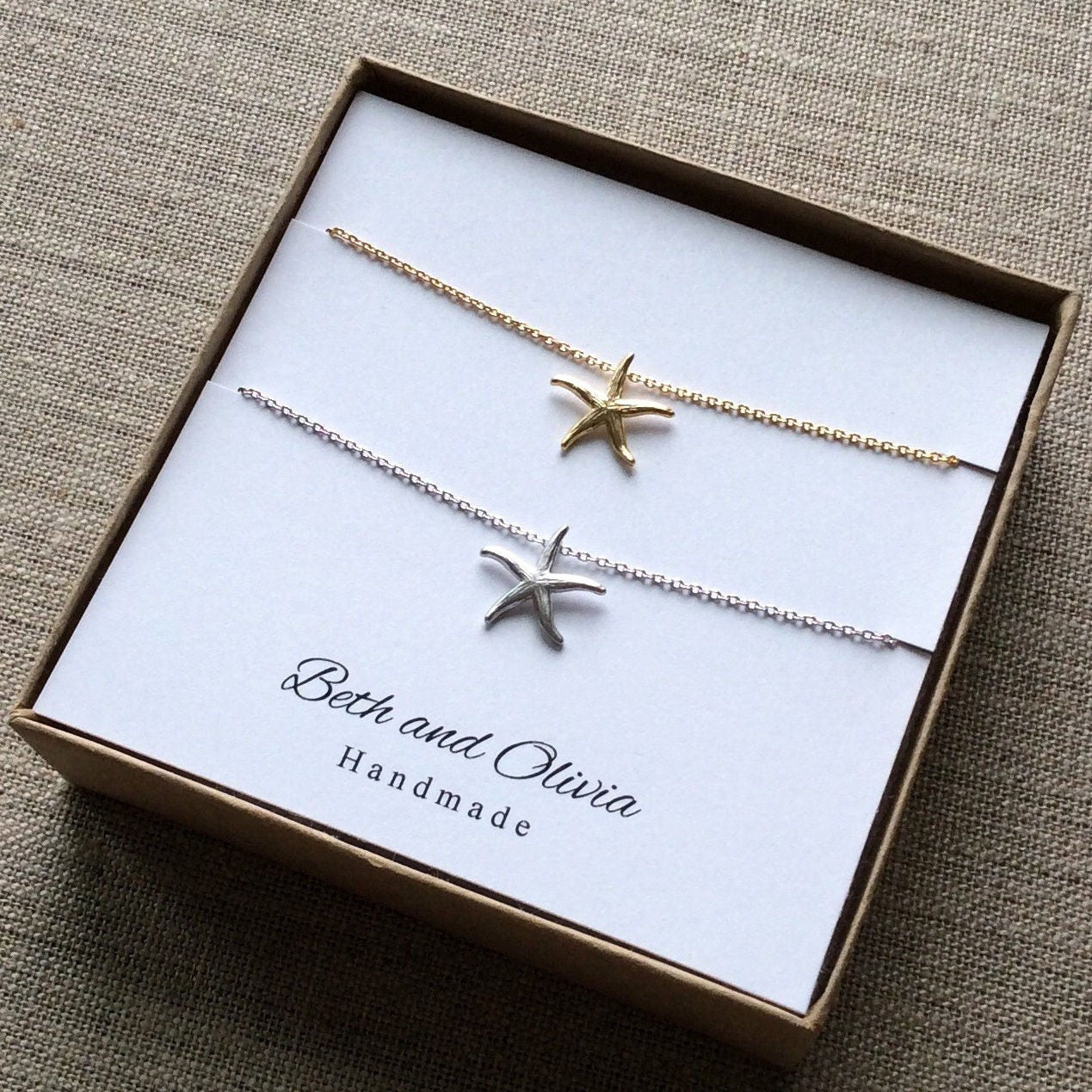 Starfish Necklace Set, two starfish necklaces, starfish necklace gift set, starfish charm jewelry, Starfish pendant, best friend jewelry