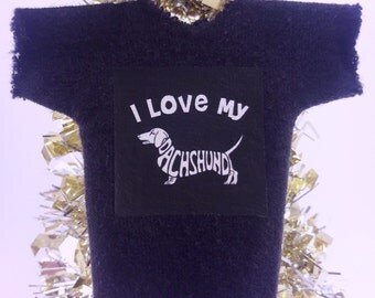 Dachshund T-Shirt Ornament, Dachshund, Dachshund Dog Ornament, Dachshund Dog, Doxie Ornament, Doxie Gift, I LOVE MY DACHSHUND Ornament