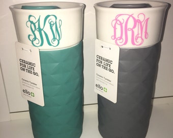 Monogramed Ceramic Travel Mug 16oz