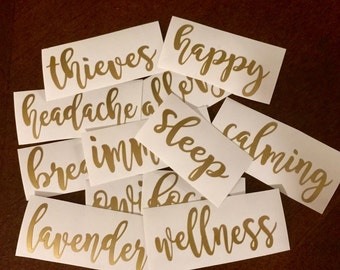 Essential Oil Roller Bottle Labels--10 mL--Script