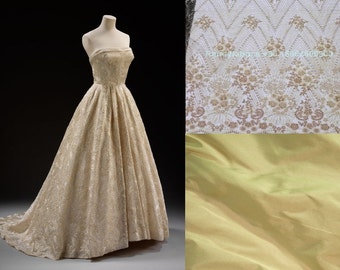 Custom Made 1950s Givenchy Gold Sequin Wedding Dress
