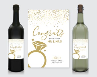 Congrats! Engagement Wine Bottle Label
