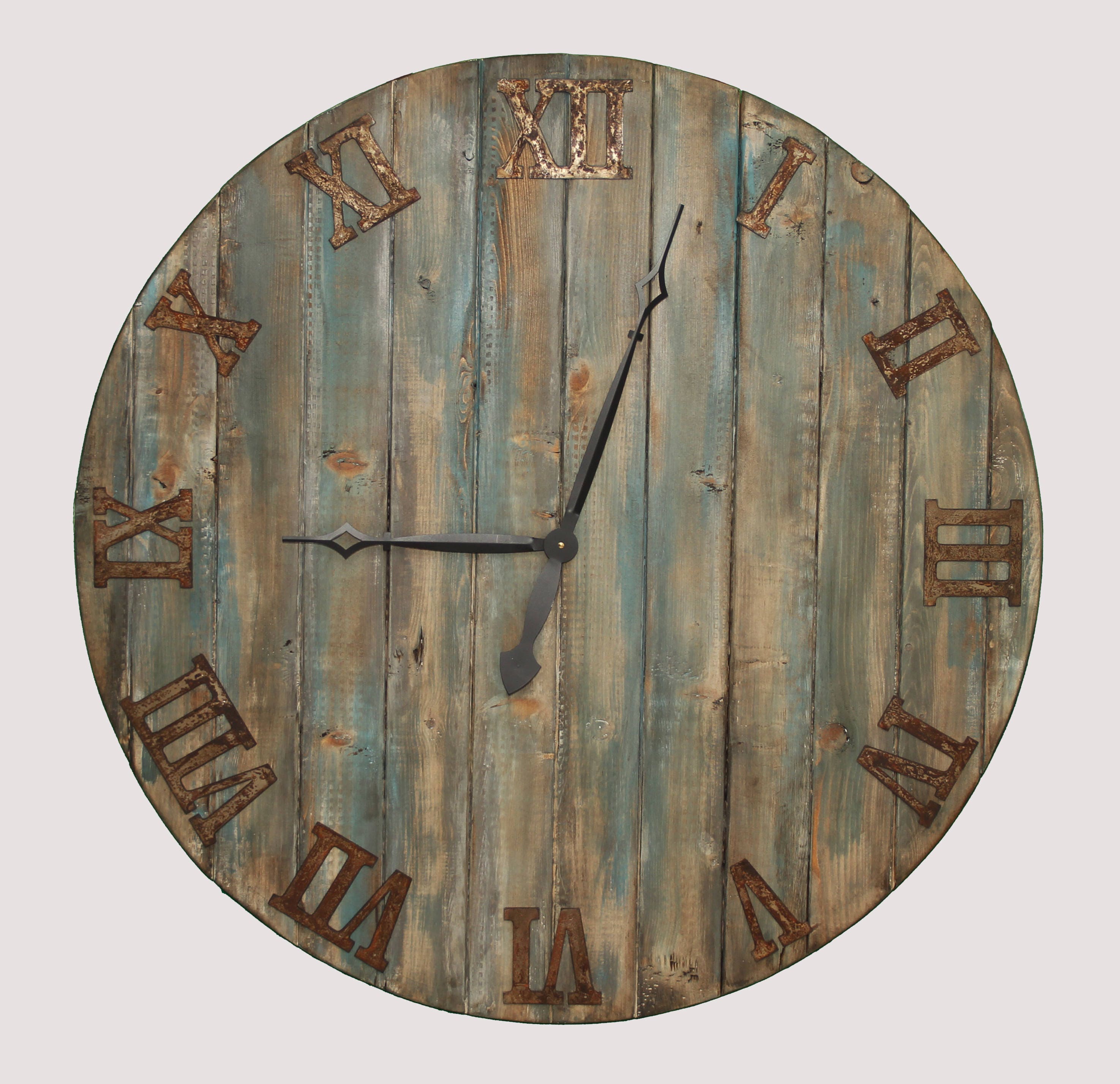 36 Oversized wall clock. distressed to look like