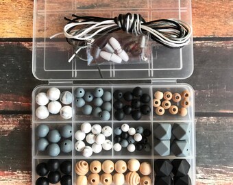 DIY teething necklace kit - Wholesale Silicone beads - DIY silicone kit - Silicone Beads - raw wood beads - CPSIA compliant silicone