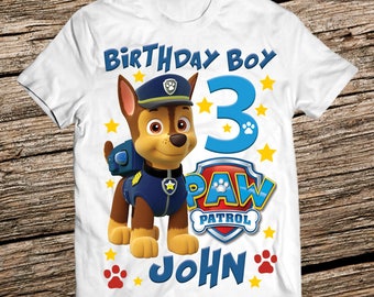 Paw patrol Chase birthday shirt, Paw patrol birthday shirt boy, Personalized paw patrol shirt, Birthday Boy shirt, Paw patrol birthday boy