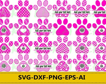 60 % OFF, Dog Paws Svg files, Silhouette Studio, Paws Svg, Dxf, Png, Ai File, Paws Monogram Svg Files, Paws Split-Monogram Svg Files