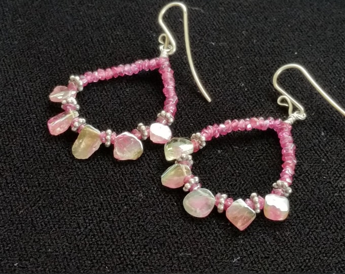 Watermelon Tourmaline with Garnets and Sterling Silver. These are a yummy pink color.