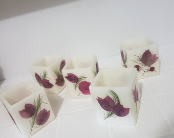 Bougainvillea lantern/ pressed flower candle