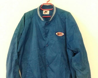 Vintage NIKE snap button Baseball/Basketball swag trainer track bomber blue jacket