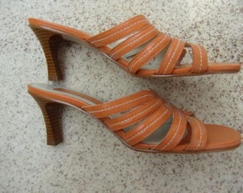 Vintage Sandals/Heeled Sandal/Orange Leather Sandal/CAPELLI ROSSI Sandal/Ladies Summer Sandal/ EUR 38,5/Made in Brazil
