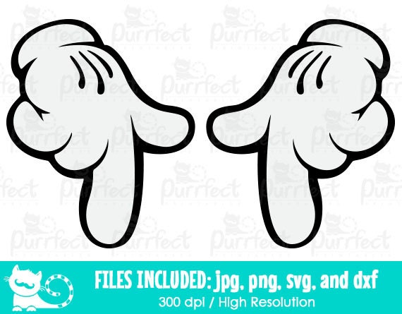 Download Mickey and Minnie Hands Pointing Down SVG, Mickey Gloved ...