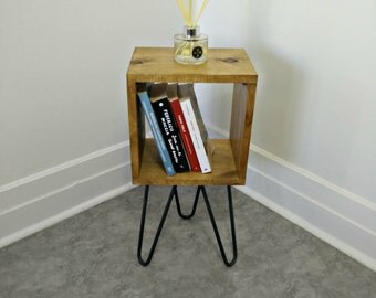 Rustic Side Console, Nightstand, Bedside Table, Bookshelf, Record storage, Side Table, Rustic Side Table, End Table, Oak Side Table