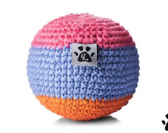 Organic Cotton Crochet Dog Ball Toy - Blue - Handmade
