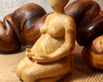 Hand Carved Wooden Figurine "Pregnant"