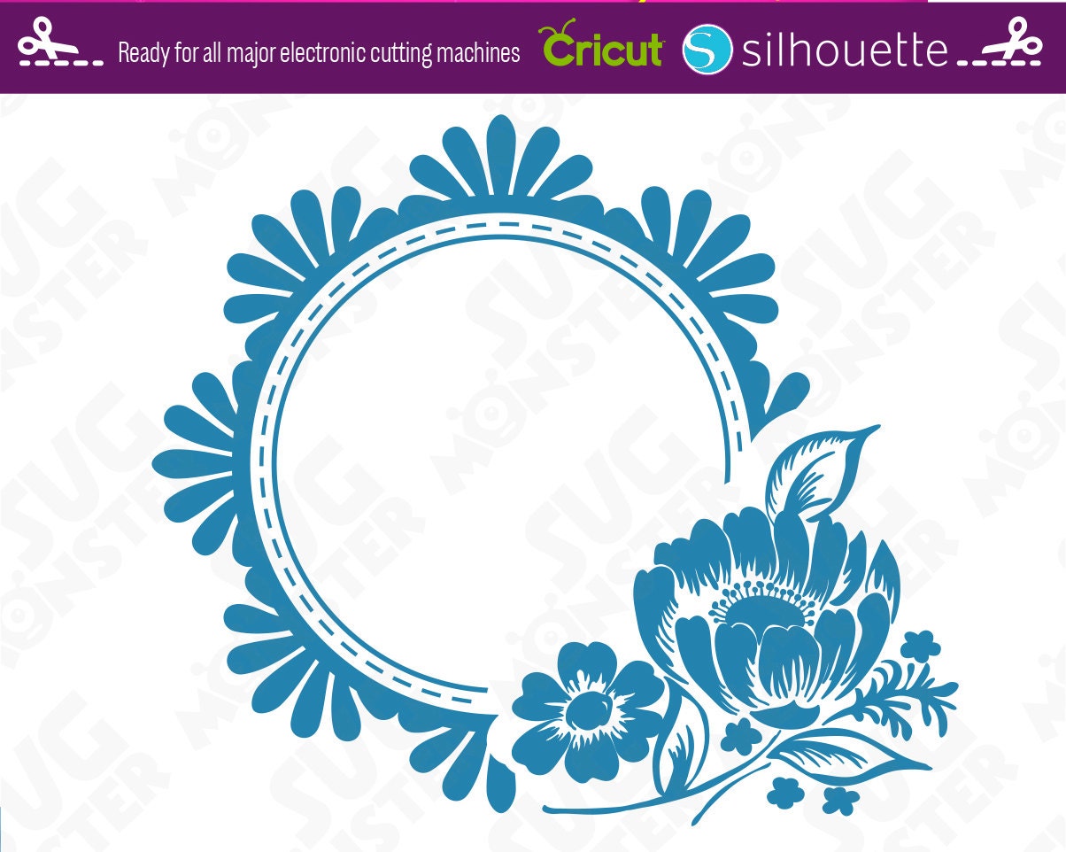 Download CIRCLE MONOGRAM Frame svg FLOWER Border Cut Files for ...