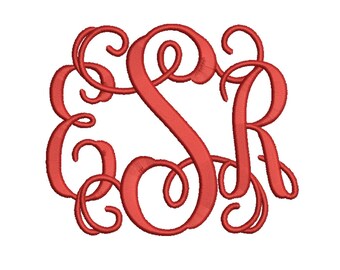 4 Size Vine Monogram Embroidery Fonts BX Instant Download 9 Formats Embroidery Pattern Machine BX Embroidery Fonts PES