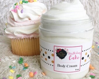 Body Lotion, Body Cream, Skincare, Moisturizer, Birthday Cake, Shea Butter and Grapeseed Lotion, Beauty