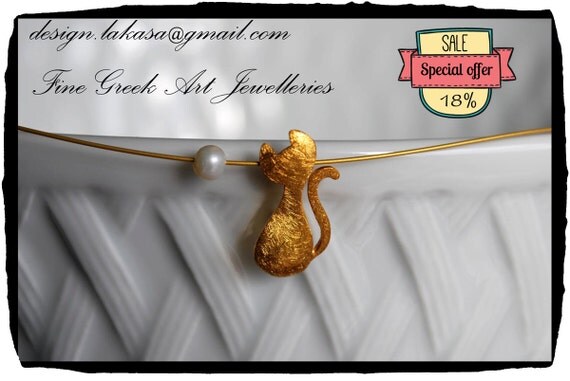 SALE cat jewelry necklace sterling silver goldplated Lakasa e-shop best gift ideas for her birthday anniversary girlfriend love OFFER Price