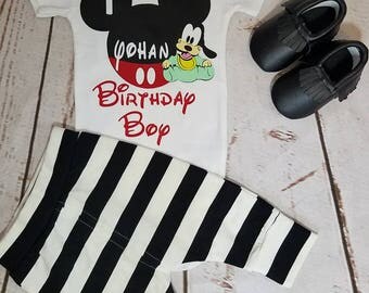 Mickey Mouse Birthday Outfit, Boys Birthday Outfit, Mickey Mouse Birthday Shirt, Mickey Mouse Birthday onesie ,Mickey Mouse Ears headband