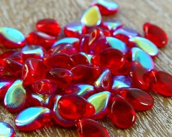 Pip Beads, Preciosa, Red Beads, Ruby Beads, Czech Beads, Czech Glass Beads, Jewellery Beads, Bead Supply, Ruby AB, Pack of 50 Beads