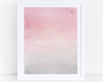 Pink Grey Abstract Art, Watercolor Wall Art, Blush Grey Wall Art, Modern Watercolor Art, Watercolor Print, Printable Modern, Bedroom Art
