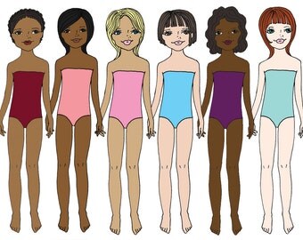 Printable Paper Dolls-Paper Dolls to Color-Digital Paper Dolls-PDF Instant Download-Coloring Page