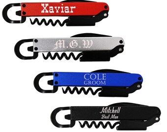 Groomsmen Bottle Opener, Custom Corkscrew, Engraved Wine Opener, Wedding Party Gifts, Custom Bottle Opener, Groomsman Bottle Opener Classic
