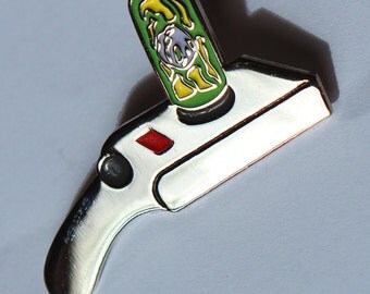 Portal Gun - Rick and Morty Pin (Green + Red glow)