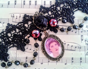 Victorian necklace, gothic necklace, lace necklace, victorian jewelry , victorian gothic, victorian fashion, victorian cabochon, antique