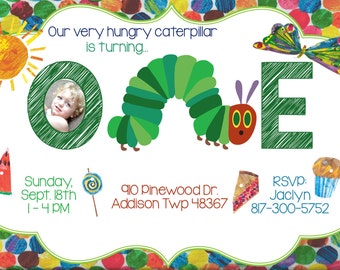 Very Hungry Caterpillar Invitation - Very Hungry CaterpillarBirthday Party Invitation - Very Hungry Caterpillar Print Yourself
