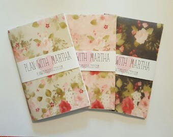 A6 Floral Vellum Cover Midori Traveller's Notebook Insert, Traveler's, Fauxdori, TN, Dot, Grid, Plain Paper, Single, set of 3