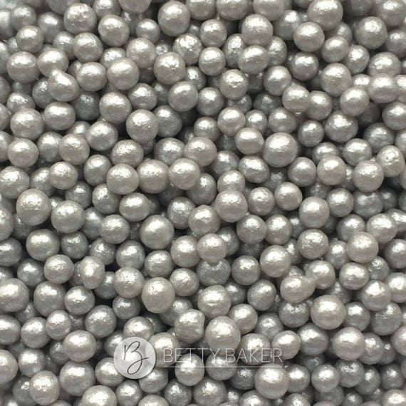 Silver Edible Glimmer Pearls Shimmering Edible Pearls