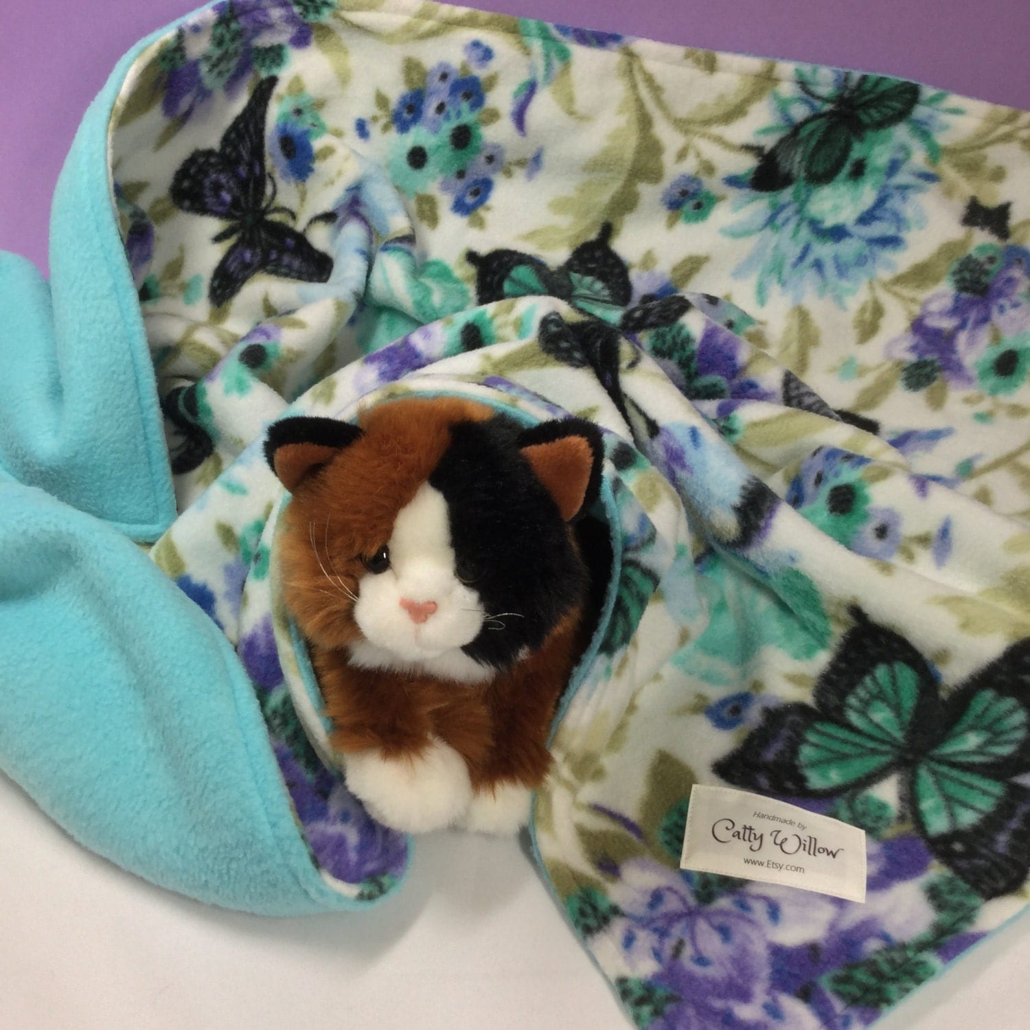 Cat Pet Blanket Fleece Reversible Hemmed Kitty or Dog Bedding