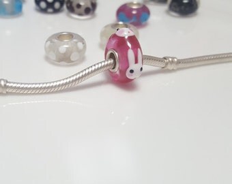 Rabbit Pink Glasscharm by Urinamu(Available in both Pandora and trollbeads's bangle)