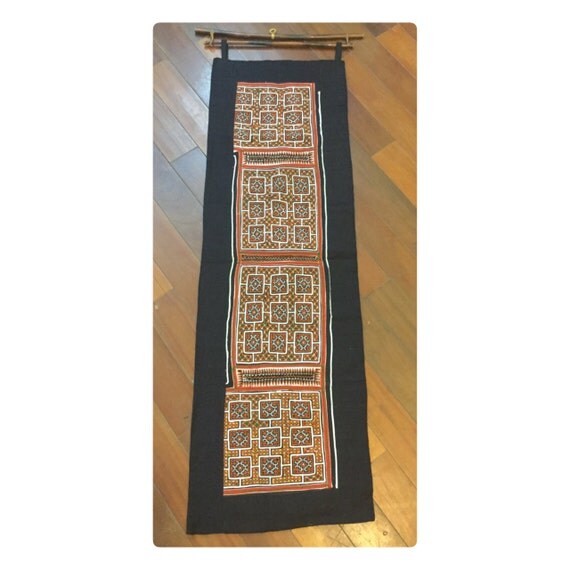 Vintage Handmade Tribal Hmong embroidered cotton wall hanging