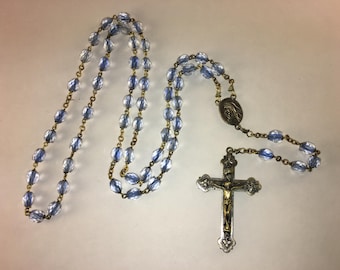 Light blue glass Rosary Beads