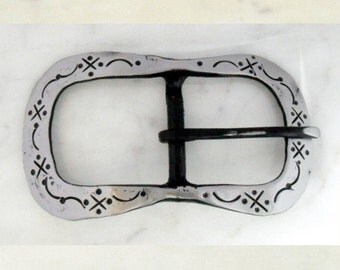 Belt buckle 3 cm, oval, tooled iron