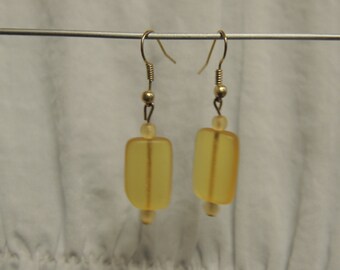 Frosted Yellow Bead Earrings