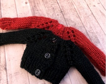 Black cashmere cardigan doll sweater, black blythe sweater, tiny doll coat, cashmere blythe sweater, luxury blythe gift, pure neemo sweater