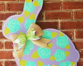 Easter door hanger, Happy Easter door hanger, Bunny door hanger, Eastey bunny door hanger, Floral door hanger, Door hanger