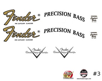 Fender Precision Bass Guitar Decal Waterslide Decal Headstock Restoration Logo #3