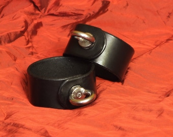 Leather wrist cuffs, genuine leather, narrow, elegant, ankle straps