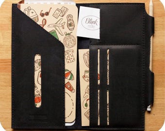 Travel wallet, credit cards, passport, tickets, map holder. Black