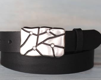 Leather Belt, Black Leather Belt, Mens Belt, Womens Belt