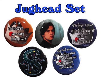 Riverdale inspired Pinback Buttons feature Jughead Jones and Southside Serpents